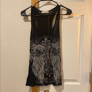 Black Graphic Tank Top
